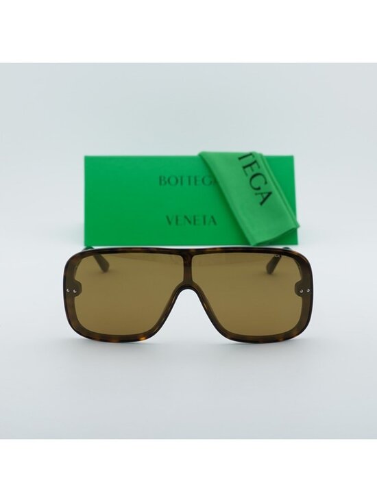 Bottega Veneta BV0167S 003 Sunglasses Havana Shield Frame, Brown Lenses